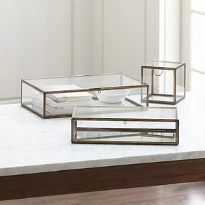 กล่องใส่เครื่องประดับฝาแก้วกรอบโลหะกล่องเก็บของพรีเมี่ยมกรอบสีดำวินเทจกล่องใส่เครื่องประดับแก้วสำหรับเก็บแหวนสร้อยคอ - Product Image 1