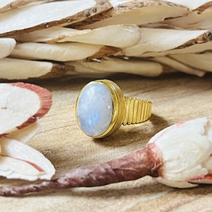 Trend Latest Design Moonstone <b>Rings</b> Tribal Brass <b>Ring</b> For Women 18k <b>Gold</b> Plated Geometric <b>Cocktail</b> <b>Ring</b> for Wholesale/OEM/ODM - Product Image 2