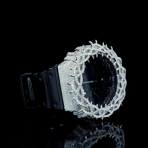 Montre de luxe pour homme style G-Shock avec bracelet en acier inoxydable effet diamant, étanche, résistante aux chocs, numérique, sportive - Product Image 3