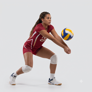 Uniforme de Voleibol Sublimado Personalizado para Mujer, Rojo, Blanco y Dorado, Transpirable, de Poliéster, Conjunto de Camiseta y Pantalones Cortos para Equipo, Pose 2 - Product Image 6