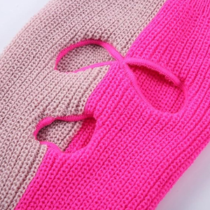Cagoule tricotée unisexe rose bicolore, masque facial, cache-cou d'hiver pour le ski en extérieur, taille adulte 56-58CM - Product Image 5