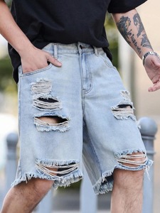 New Style Streetwear 2026 Custom Jeans <b>Men's</b> Clothing Fashion Ripped <b>Patch</b> <b>Men</b> Pants Straight Denim Jean <b>Shorts</b> <b>Men</b> Wholesale - Product Image 5