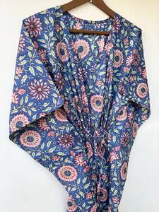 Robe Kaftan en Coton à Imprimé Tropical pour Femme, Tenue Décontractée d'Été, Paréo de Plage, Vêtement de Détente - Product Image 5