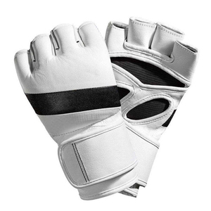 Gants de boxe en cuir blanc et noir pour adultes, gants d'entraînement, sangle de poignet réglable, équipement d'arts martiaux antidérapant - Product Image 6