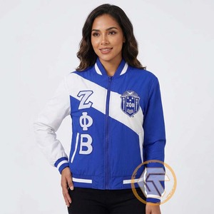 เสื้อแจ็คเก็ตวาร์ซิตี้ Zeta Phi Beta แบบปักลายตามสั่งจาก GREEK TREASURES เสื้อผ้าสำหรับชมรมนักศึกษา คุณภาพสูง ระบายอากาศได้ดี ซับในผ้าซาตินไหม - Product Image 4