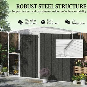 Dark Gray Outdoor <b>Garden</b> Metal Shed for <b>Tool</b> <b>Storage</b> & Organization - Product Image 3