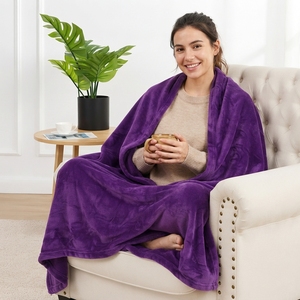 Couverture en peluche violette, en polaire et flanelle, tricotée, personnalisée pour la maison et les voyages - Product Image 3
