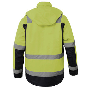 Chaqueta de Trabajo de Invierno Unisex de Alta Visibilidad, Reflectante, Impermeable, con Capucha, Cuello Alto, Logotipo Frontal, Corte Regular, Ropa de Seguridad - Product Image 3