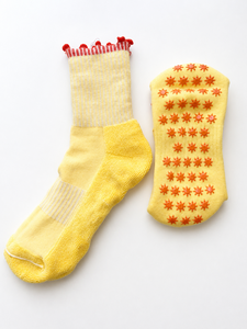 Yellow Crew <b>Socks</b> Spandex/Nylon/Cotton Anti-Slip Eco-Friendly Seamless Breathable Striped Pattern Spring Daily Wear Adult <b>Socks</b> - Product Image 2
