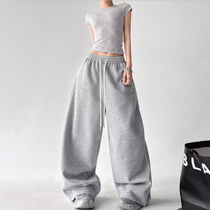 Pantalones Harem de Cintura Alta Color Rosa para Mujer, Pantalones Deportivos Holgados de Pierna Ancha con Rayas Laterales, Cintura Elástica con Cordón, Pantalones Casuales - Product Image 4