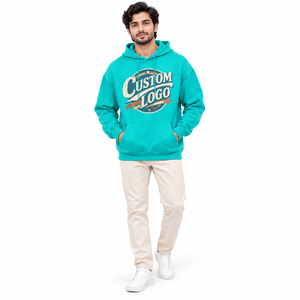 Sudadera con capucha informal para hombre, con cremallera, color sólido, manga larga, con bolsillo canguro y cordón ajustable, sudadera francesa de alta calidad - Product Image 2