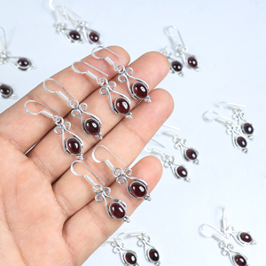 Top Selling 925 Sterling Silver Plated Three-Stone Teardrop Dangle <b>Earrings</b> Natural <b>Red</b> Gemstone Artisan Jewelry for Wholesale - Product Image 1