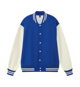 Wholesale Custom Logo Baseball Regular Fit Casual Varsity Sport Jersey Canvas <b>Waterproof</b> Breathable <b>Jacket</b> Black White Men - Product Image 6