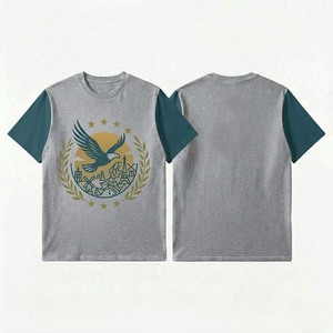 เสื้อยืดพิมพ์ลายทรงหลวมสำหรับผู้ชาย แขนสั้น สไตล์สตรีทแวร์ ผ้าฝ้าย 100% ผ้า Worsted ป้องกันการเป็นขุย น้ำหนัก 220 กรัม ขายส่งในสหรัฐอเมริกาและยุโรป - Product Image 4