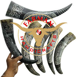 Corne à boire viking de luxe, grande, sculptée à la main, avec revêtement alimentaire sûr et anti-fuite, en corne de bœuf, à prix avantageux - Product Image 5
