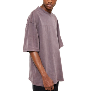 T-shirt Homme Noir Coupe Droite Manches Courtes Coton Spandex Col Rond Décontracté Uni Respirant Maille Jersey 180g - Product Image 4
