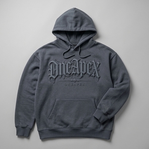 Sweat à capuche oversize gris foncé gaufré pour homme, style streetwear, avec logo frontal, vente en gros - Product Image 5