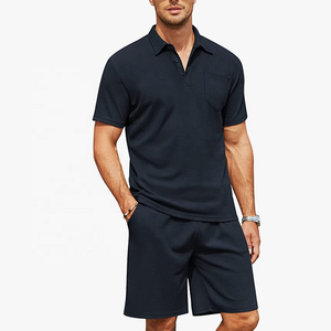 Ensemble Polo et Short 2 Pièces Tenue d'Été Décontractée Survêtement Uni avec Poches Respirant Séchage Rapide Grande Taille Homme Style Urbain - Product Image 2