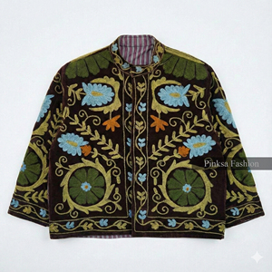 Wholesale Custom Womens Ethnic Floral Embroidered <b>Winter</b> Cotton Padded Short <b>Coats</b> Traditional Artisan Inspired Outerwear - Product Image 3