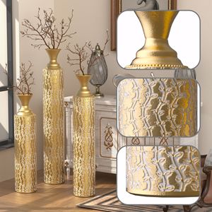 Vasi decorativi in metallo oro ad alta difficoltà vasi centrali con motivi a vite 3 pezzi Set 34 \ "29 \" 25 \ "per la decorazione della casa - Product Image 6