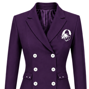Blazer sur mesure violet foncé pour femme, croisé, coupe ajustée, manches longues, veste de costume formelle pour le bureau et les affaires, personnalisable - Product Image 3