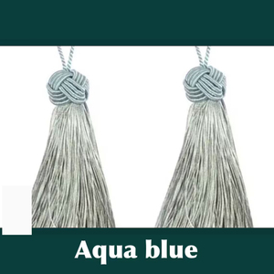 Borlas de Algodón Personalizadas de Alta Calidad en Colores Azul Agua y Plateado, Estilo Vintage Antiguo para Decoración de Muebles, Cortinas y Prendas - Product Image 2