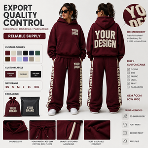 Heavy <b>Fleece</b> Winter 2 1 Design <b>Jogger</b> Set <b>Women</b> Custom for Logo Side Pocket Ribbed Waistband Polyester <b>Fleece</b> Blend - Product Image 5