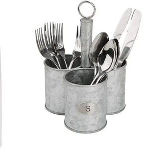Meilleures ventes : Organisateur de cuisine de qualité supérieure en métal galvanisé avec poignée en bois, porte-couverts, en promotion - Product Image 3