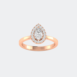 Bague solitaire en or plaqué avec halo de diamants taille poire pour femme, bijoux de mariage et de fiançailles - Product Image 6