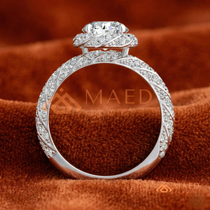 Anillo de Plata de Ley 925 con Moissanita de Corte Redondo Halo, Joyería Elegante para Novia, Promesa, Uso Diario, Regalo para Mujer, Brillo USA - Product Image 3