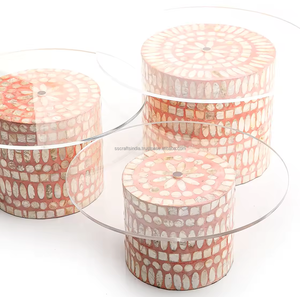 ชุดถาดเสิร์ฟช็อกโกแลตแบบฝังอะคริลิก3ชิ้นสำหรับเค้กของหวานของหวานทำจากไม้ - Product Image 4