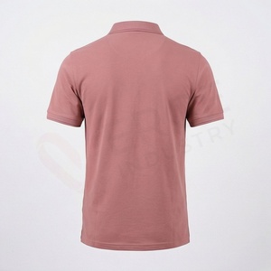 Polo en piqué à manches courtes pour homme, couleur rose poussière, décontracté, respirant, coupe classique, design tricoté uni - Product Image 2