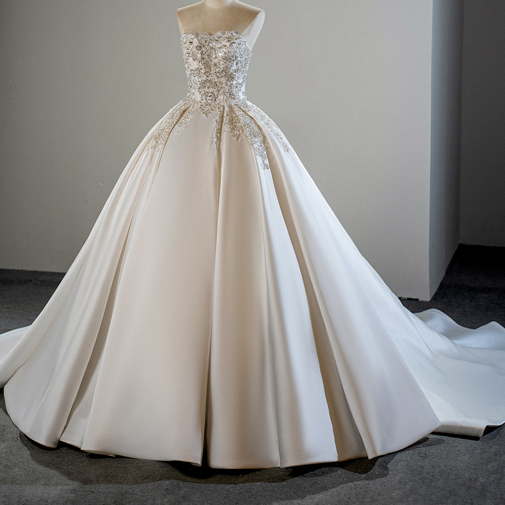 Jancember SFY234 Boho Strapless Lace Embroidery Wedding Satin Bridal Dresses Jancember SFY234 Boho Strapless Lace Embroidery Wedding Satin Bridal Dresses