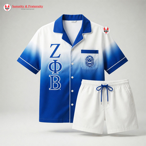 Ensemble de pyjama pour femmes en satin de polyester antibactérien respirant à 2 pièces Summer Zeta Phi Beat Sorority, nouvelle tendance de la mode - Product Image 6