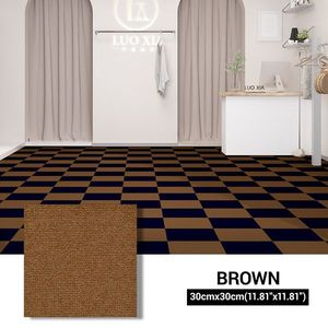 Piastrelle per Moquette Autoadesive Moderne Rettangolari da 12 Pollici, Design a Pelo Ricciolo, Antiscivolo, in Nylon PP, Tappeto a Doghe per Ufficio, Hotel, Camera da Letto - Product Image 1