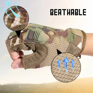 Guantes Tácticos de Cuero Genuino, Medios Dedos, con Logotipo Personalizado, Color Personalizado, Protección para Ciclismo, Uso Diario - Product Image 2