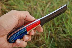 Cuchillo Sheepsfoot con Hoja de Acero al Carbono de 0.7mm de Grosor, Borde Recto, Herramienta para Trabajar la Madera con Mango Azul y Rojo - Product Image 4