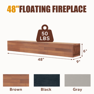48\" <b>Rustic</b> Wood Fireplace Mantel with Floating <b>Shelf</b> Wall Mounted Home Decor Set & Accessory - Product Image 3