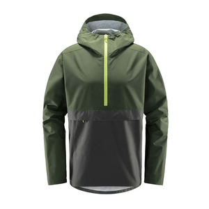 Veste coupe-vent à capuche pour homme, color-block, demi-zip, imperméable, sportive, coupe régulière, en polyester, pour l'automne - Product Image 1