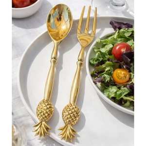 Handmade <b>Gold</b> Plated Brass Eco-Friendly Dishwasher Safe Salad Serving <b>Spoon</b> Fork Set Luxury Decorative Tableware for Hotels - Product Image 1