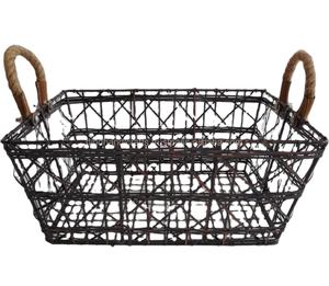 Panier en fil de fer noir antique de haute qualité pour le stockage de la cuisine et la conception personnalisée d'utilisation douée - Product Image 1