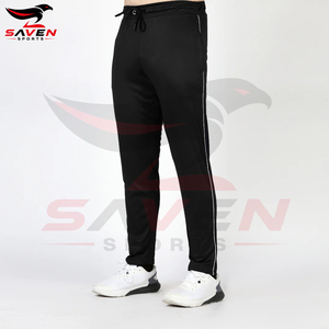 <b>Men's</b> Black Sweatpants With Side Stripe Elastic Waist Drawstring Casual Joggers, Top Quality Product Gym Fitness Wear Trousers - Product Image 4