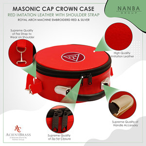 Estuche para Gorra de Capítulo del Arco Real Masónico Rojo con Parche Bordado y Cierre de Cremallera, Excelente Protección - Product Image 6