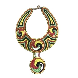 CRYSTAL CRAFT Collier bib africain en bois ou en acrylique perlé, collier ras-du-cou massif à grappes superposées, collier en bois - Product Image 1