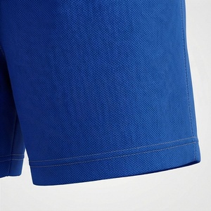 Conjunto de 2 Piezas de Punto Azul Unisex, Camiseta de Manga Corta con Cuello Redondo y Pantalones Cortos por Encima de la Rodilla, Estampado Geométrico, Casual, Primavera Verano - Product Image 6