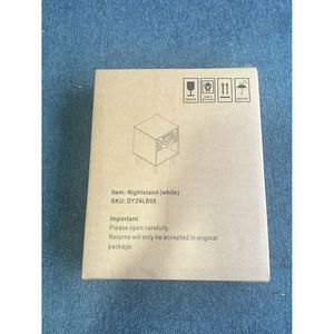 Comodino Moderno Bianco 22.83 H con Un Cassetto e Ripiano Aperto, Maniglia con Finiture Dorate per Arredamento Camera da Letto - Product Image 2