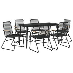 Conjunto de Comedor de Jardín con Asientos Grandes en Ratán de PVC Negro, Disponible en Varios Tamaños - Product Image 3