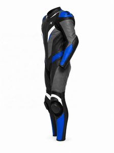 Combinaison de moto en cuir une pièce moderne pour la course |   Noir Bleu Blanc |   Fabricant OEM ODM |   Qualité de conception haut de gamme |   Vêtements de course - Product Image 3