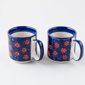 ชุดแก้วกาแฟเซรามิคลายดอกไม้สีน้ำเงินเพ้นท์มือ พร้อมเคลือบเงา ด้ามจับถนัดมือ สำหรับใช้ดื่มชา กาแฟที่บ้าน - Product Image 3