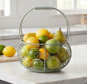 Cesta de Almacenamiento de Alambre Metálico de Alta Calidad con Asa, Forma Circular, Estilo Nórdico, Decoración para el Hogar, para Organización y Almacenamiento - Product Image 4